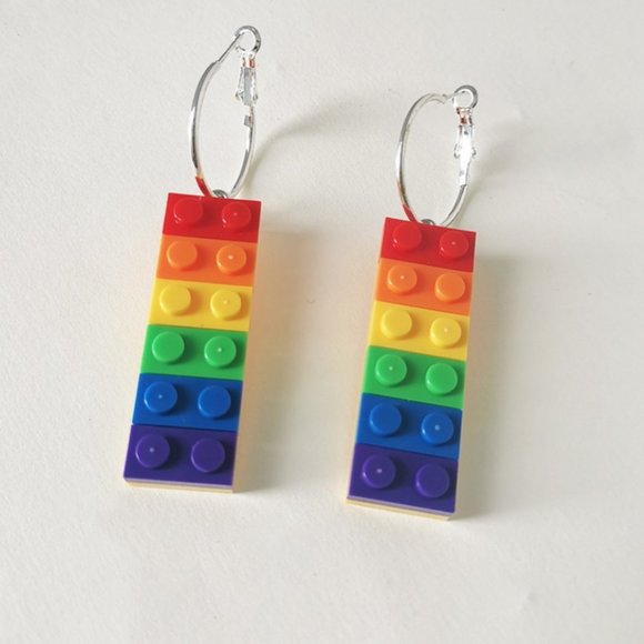 Rainbow Brick Earrings - Picture 2 of 8